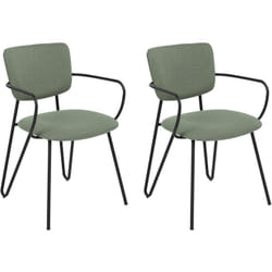 Set di 2 sedie da pranzo moderne Seduta imbottita strutturale in tessuto Schienale curvo senza braccia Gambe nere Verde scuro Elko