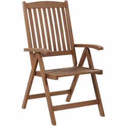 Sedia pieghevole in legno con schienale regolabile. Rinnova ogni spazio esterno con questa elegante sedia d'ispirazione rusti ...
