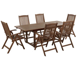 Set da giardino con 6 sedie in legno di acacia marrone scuro Amantea