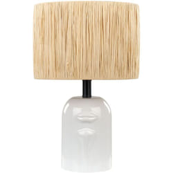 Lampada da comodino in ceramica con paralume in carta Stile naturale Bianco Jubones
