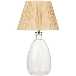 Lampada da comodino in vetro con paralume in corda di canapa stile naturale Blanco