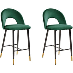 Set di 2 sedie da bar in velluto verde smeraldo Falton
