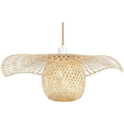 Lampada a sospensione Boho Bamboo Wood One Light Sala da Pranzo Luce Legno Bonito