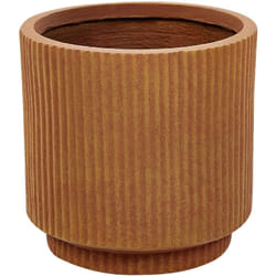 Vaso per piante da giardino in fibra di argilla 24 x 24 x 24 cm Giardino all'aperto Foro di drenaggio Marrone Dorato Daria