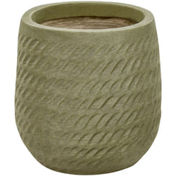 Beliani - Vaso rotondo per piante in fibra di argilla con motivo in rilievo verde ⌀ 19 cm Livadia