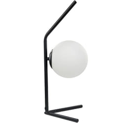 Beliani - Lampada da tavolo moderna a stelo con paralume rotondo in vetro a luce singola Asta in metallo 47 cm Paralume in vetro bianco e nero Wapiti