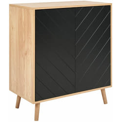 Beliani - Credenza scandinava in mdf impiallacciato in legno a 2 ante con ripiani per la camera da letto Soluzione di archiviazione in legno nero e