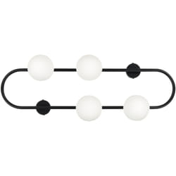 Beliani - Lampada da parete con 4 luci a forma di globo e paralume in vetro base metallo nero opaco Yango