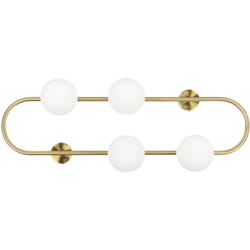 Beliani - Lampada da parete con 4 luci a forma di globo e paralume in vetro base metallo dorato Yango