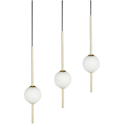Beliani - Lampadario con 3 luci a led in metallo con paralumi rotondi in vetro metallo dorato Shannon
