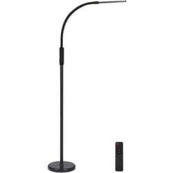 Beliani - Lampada da terra led per ufficio in metallo nero e materiale sintetico interruttore a sfioramento Apus