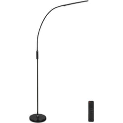 Beliani - Lampada da terra led per ufficio metallo nero e materiale sintetico e telecomando Yantic