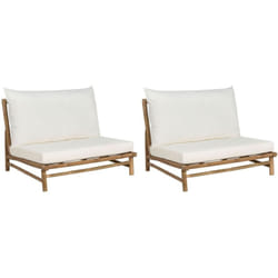 Set di 2 sedie in legno da giardino in bambù con cuscini bianco sporco Todi