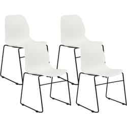 Set di 4 sedie in plastica acciaio gambe nere Impilabili senza braccioli Sedia da conferenza Design moderno scandinavo Sala da pranzo Bianco Panora