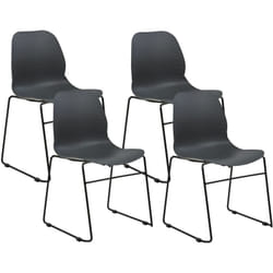 Set di 4 sedie in plastica acciaio gambe Impilabili senza braccioli grigio scuro Panora