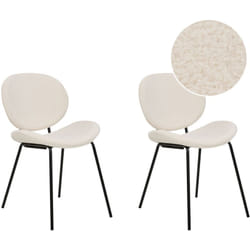 Set di 2 sedie in bouclè pu ferro nero gambe senza braccioli tappi gamba design retrò sala da pranzo sedute Nere Luana