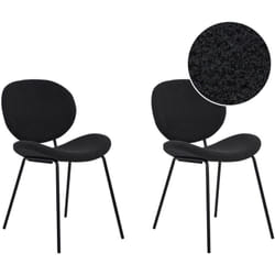 Set di 2 sedie Boucle Gambe in ferro Senza Braccioli Design Retrò Sala da Pranzo Sedute Nere Luana