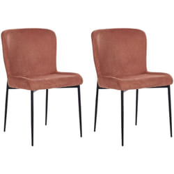 Set di 2 sedie da pranzo in tessuto poliestere con texture a maglia marrone Ada