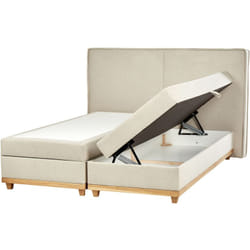 Letto matrimoniale moderno in tessuto con contenitore eu King Size 180 x 200 cm Beige Bonell Materasso a molle Dynasty