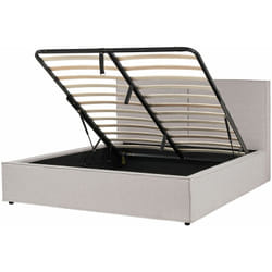 Letto King Size Tessuto Imbottitura Base a doghe Contenitore Camera da letto moderna Grigio Chiaro 160 x 200 cm Moissac