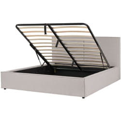 Letto King Size Tessuto Imbottitura Base a doghe Contenitore Camera da letto moderna Grigio Chiaro 180 x 200 cm Moissac