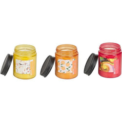 Beliani - Set di 3 candele profumate 100% cera di soia stoppino di cotone in vetro Fragranza fruttata Pesca rossa corrente gialla Bacca Mela Fruity