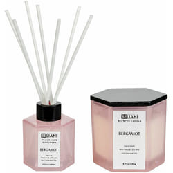 Beliani - Set candela profumata in cera di soia 100% e diffusore con bastoncini profumo bergamotto Classy Tint