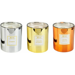 Beliani - Set di 3 candele profumate in cera di soia 100% fragranza frutta fresca crostata di mele, gelsomino e sole d'inverno Metallic Glamour