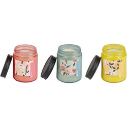 Beliani - Set di 3 candele profumate 100% cera di soia stoppino di cotone vetro Fragranza floreale orientale alle erbe rosa/loto/melissa Fruity Bloom