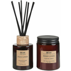 Beliani - Set di fragranze 100% candela di soia bastoncini profumati diffusore d'ancia confezione di vetro scuro lino fresco Dark Elegance