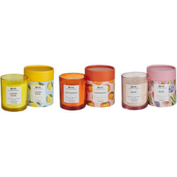 Beliani - Set di 3 candele profumate 100% cera di soia stoppino di cotone vetro fragranza floreale erbe orientali rosa/loto/melissa colorful barrel