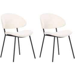 Set di 2 sedie da pranzo con sedile imbottito in tessuto crema senza braccioli Kiana