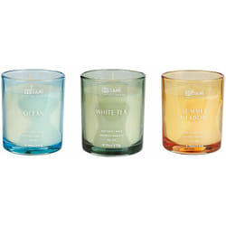 Beliani - Set di 3 candele profumate 100% cera di soia stoppino di cotone vetro fragranza naturale fresca Fragranza fresca Oceano, Tè bianco, Prato
