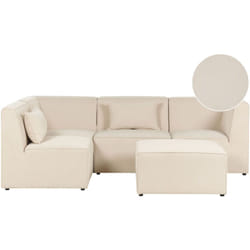 Divano modulare lato destro 4 posti con Ottomana in Velluto a coste beige Lemvig