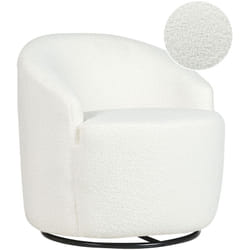 Poltrona Poltroncina Glamour Art Deco Boucle Bianco con base Girevole 360° Davik