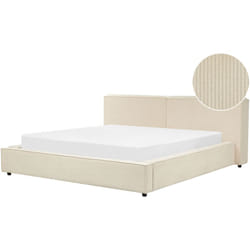 Letto matrimoniale in velluto a coste con struttura a doghe beige 180 x 200 cm Linards