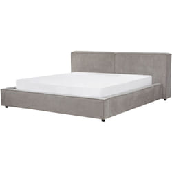 Letto matrimoniale in velluto a coste con struttura a doghe grigio 180 x 200 cm stile classico camera da letto