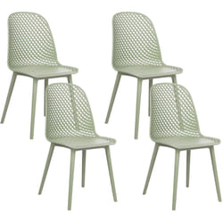 Set di 4 sedie da pranzo moderne e minimaliste Seduta sintetica verde chiaro Gambe a rete Schienale aperto Emory