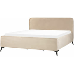 Letto Velluto Gambe in Metallo Per Camera da letto 180 x 200 cm Grigio Chiaro Valognes