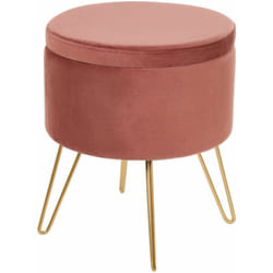 Pouf in velluto rosa e gambe in metallo dorato Silas