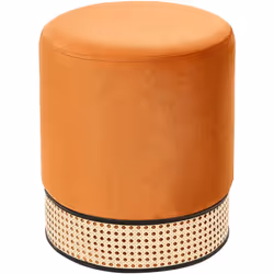 Poggiapiedi in stile glamour. Dona un tocco di eleganza alla tua casa con questo raffinato pouf in velluto. La sua forma roto ...