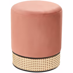 Poggiapiedi in stile glamour. Dona un tocco di eleganza alla tua casa con questo raffinato pouf in velluto. La sua forma roto ...