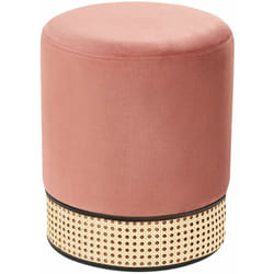 Beliani - Pouf imbottito in velluto rosa e rattan intrecciato Yankton