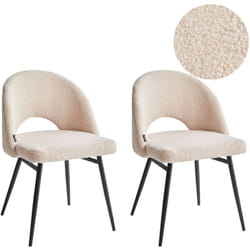 Set di 2 sedie da pranzo tessuto bouclè beige e metallo braccioli e schienale con apertura Onaga