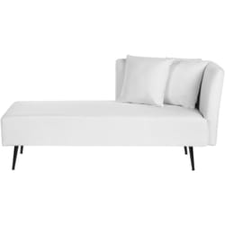 Beliani - Chaise Lounge moderna a destra Rivestimento in tessuto poliestere con cuscini Gambe in metallo Bianco Riom