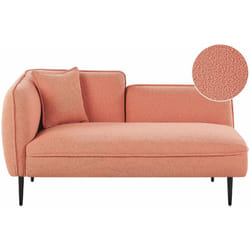 Beliani - Chaise longue Sinistra in poliestere rosa pesca con cuscino e gambe metallo Chevannes