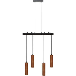 Beliani - Lampada a sospensione moderna a 4 luci con paralume in legno di quercia e base metallica Soggiorno Camera da letto Illuminazione ambientale
