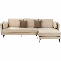 Divano angolare con cuscini decorativi. Dona al tuo salotto un look unico con questo lussuoso divano angolare. Esso combina p ...
