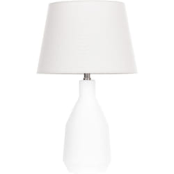 Beliani - Lampada in ceramica bianca con base in terracotta e paralume in tessuto di lino Lambrette