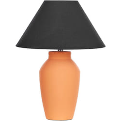 Beliani - Lampada da comodino in ceramica arancione con paralume in tessuto di lino Rodeiro
